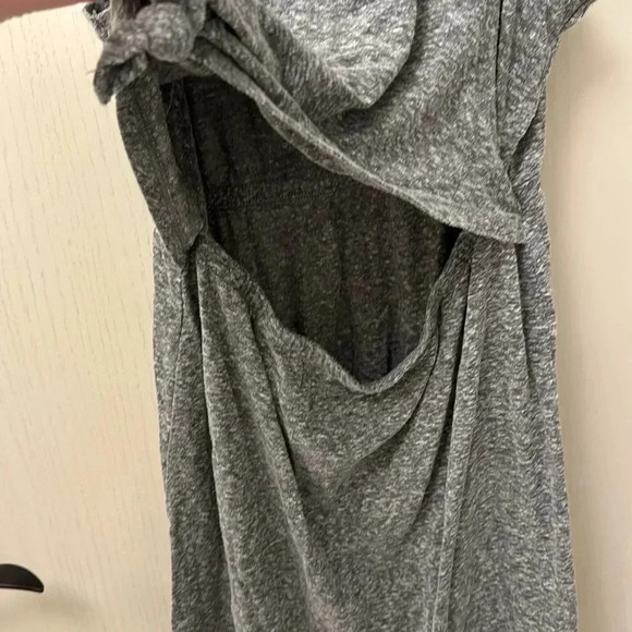 Aerie Tie Front T Shirt Dress Grey Size Small Elastic Waist - Picture 3 of 6